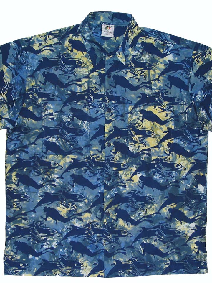 Cabana Shirt - Dolphin Dive for wholesale by Rum Reggae Clothing
