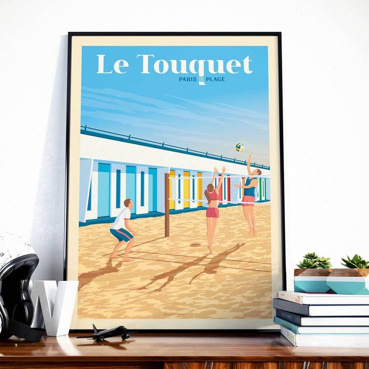 Póster de viaje vintage de Le Touquet-Paris-Plage, The Cabins para venta al por mayor de Olahoop Travel Posters