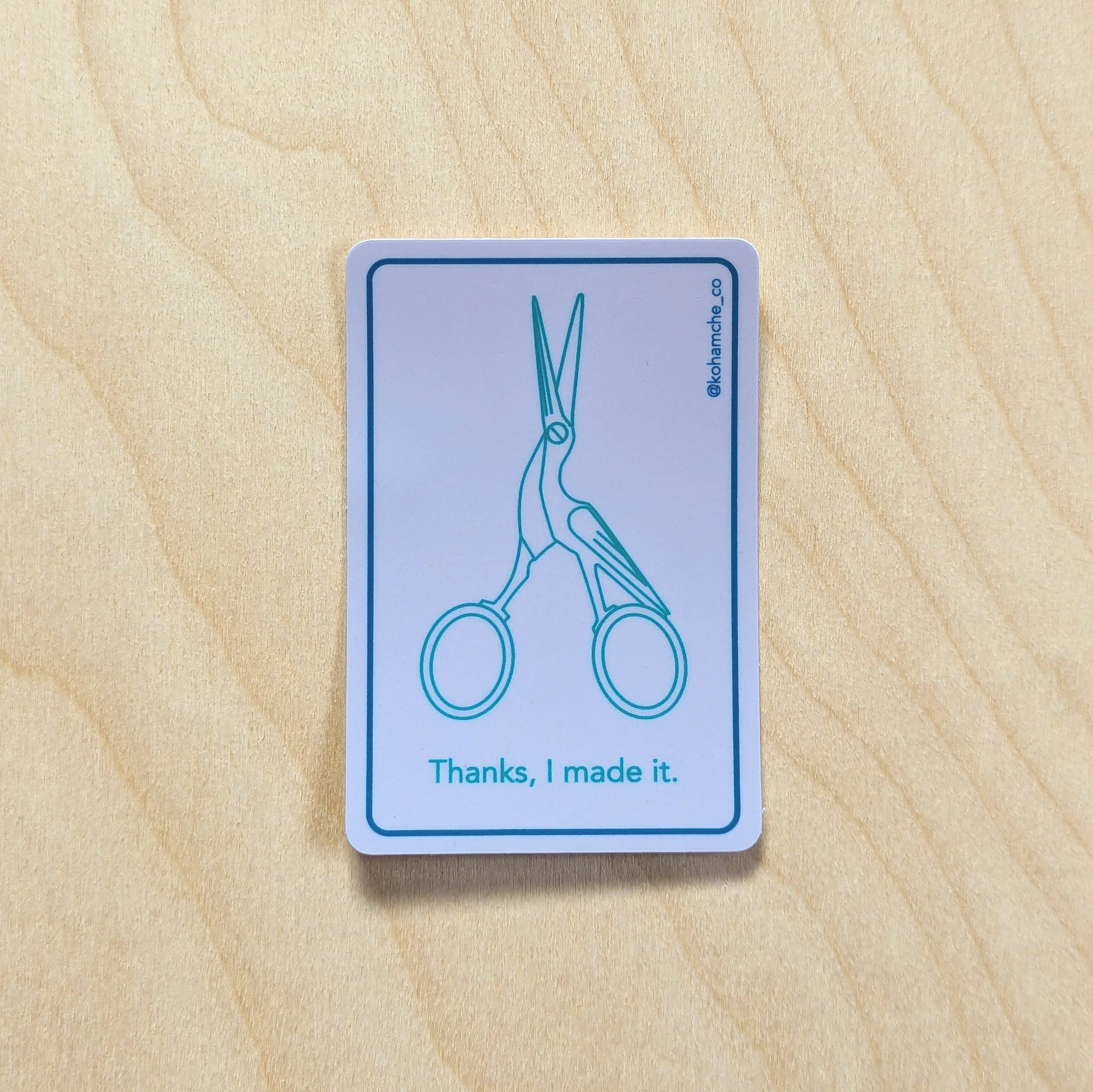 Kohamche - Wholesale Sticker - Thanks, I made it - Purple - Stickers for Fiber Artists