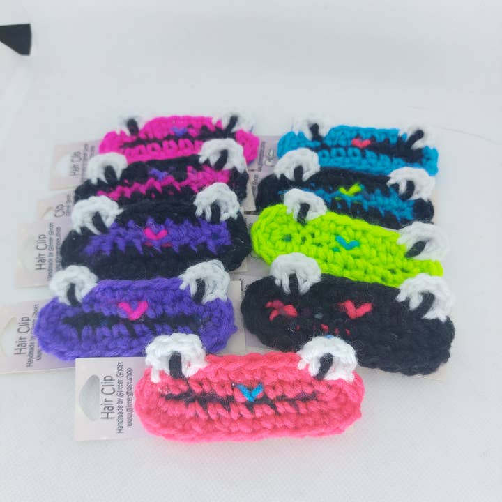 Crochet Frog Hair Clip - Neon for wholesale by Glitter Ghost Clothing and Accessories