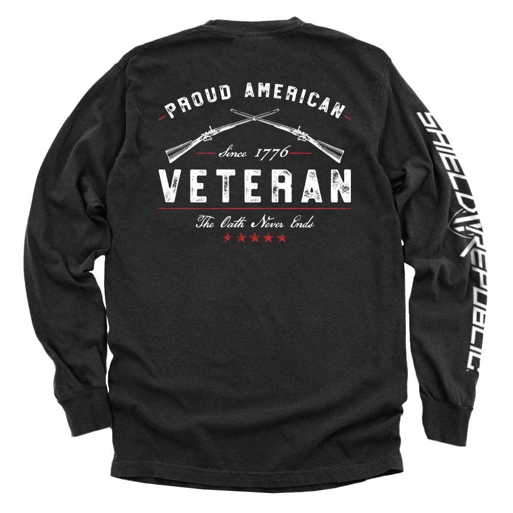 Shield Republic - Wholesale Screen Printed T-Shirt - Men's - Proud American Veteran The Oath Never Ends0