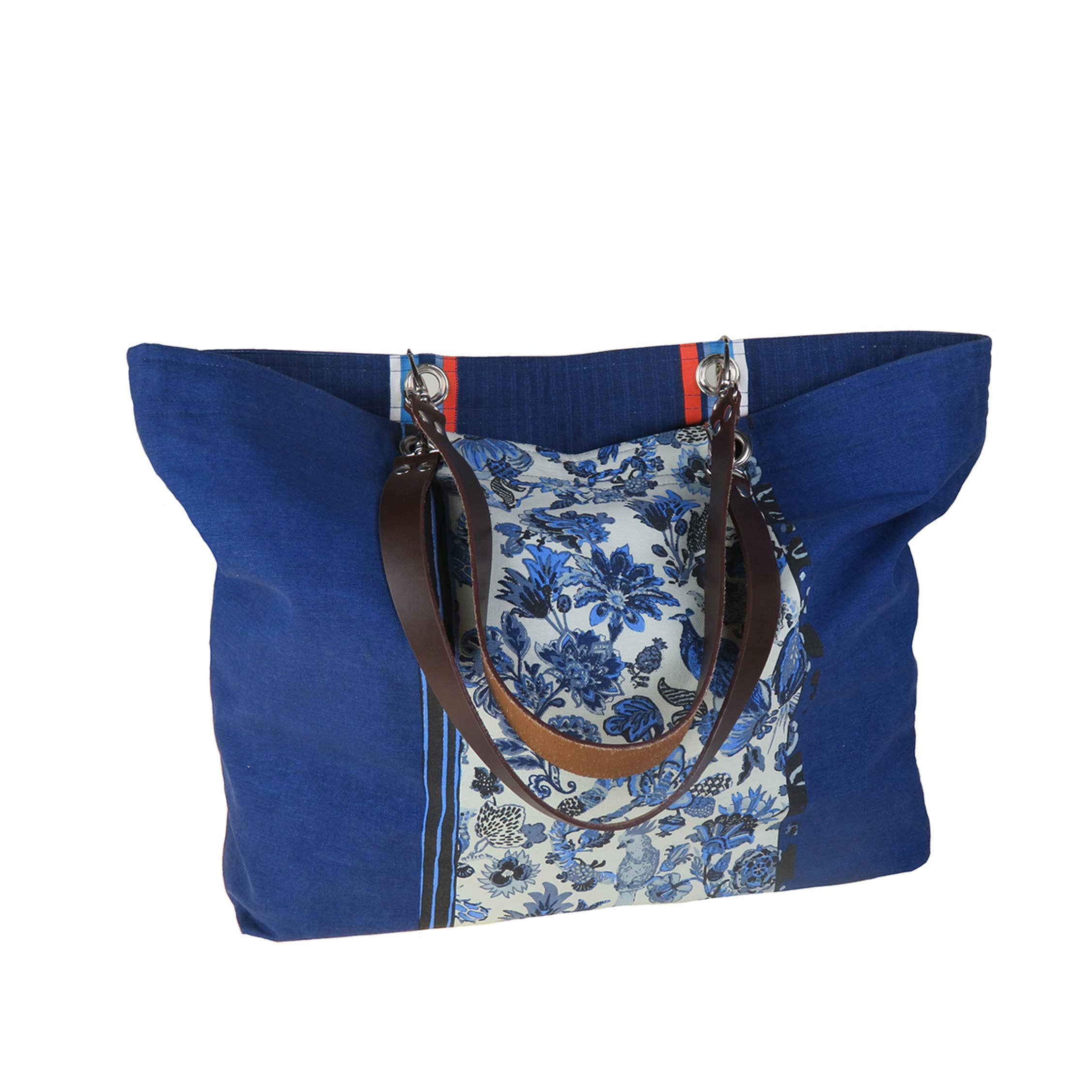 Supplement D'AM - Wholesale Tote Bag - Women's - Blue English Garden reversible double cotton canvas bag1