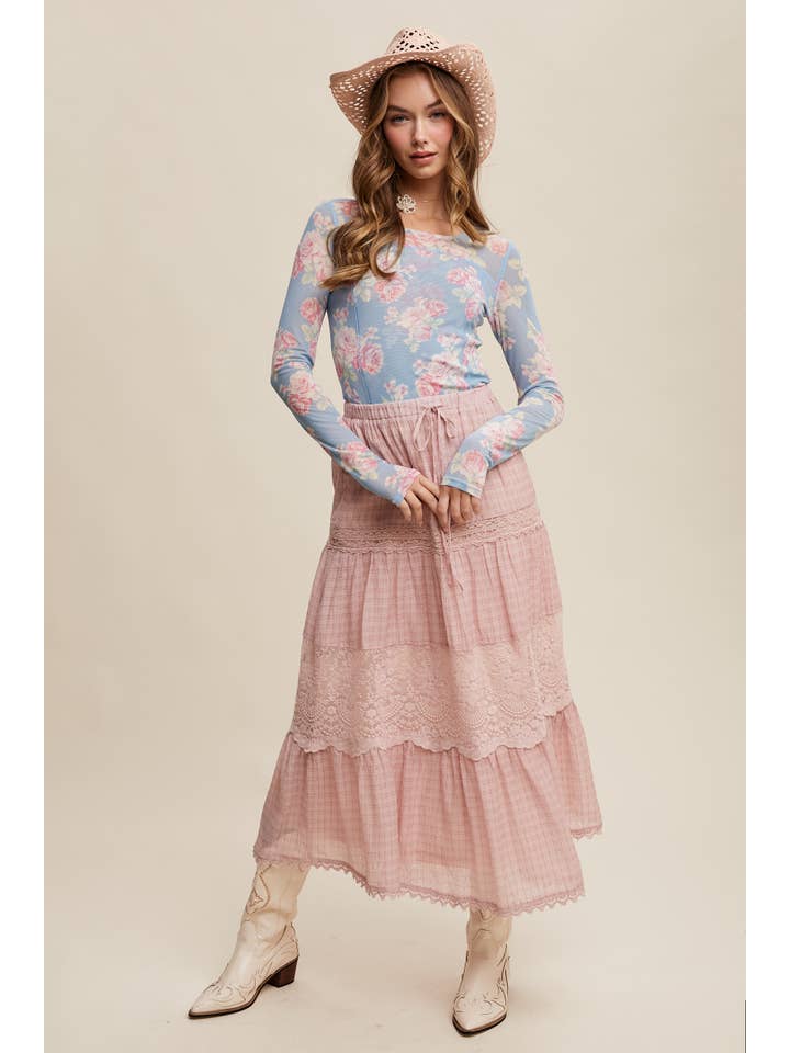 Listicle - Wholesale T-Shirt - Women's - Floral Mesh Long Sleeve Layering Top7