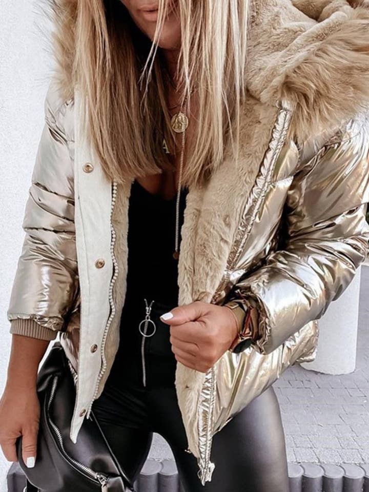 safistyle - Vente Doudoune – femme - Doudoune métallisée à capuche0