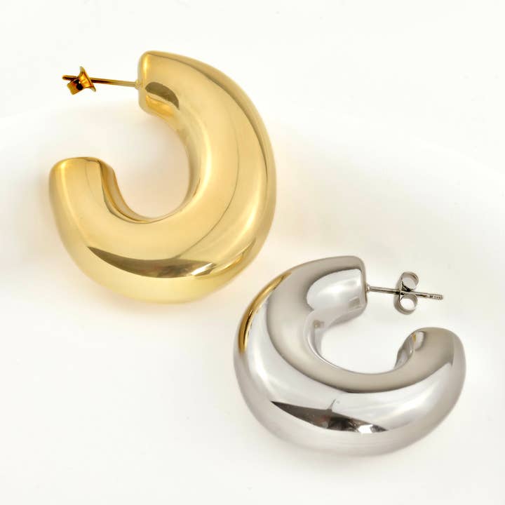 Blueyejewelry - Wholesale Hoop Earrings - Chunky Elongated Hoops - Oversized Thick Oval Hoop Earrings2