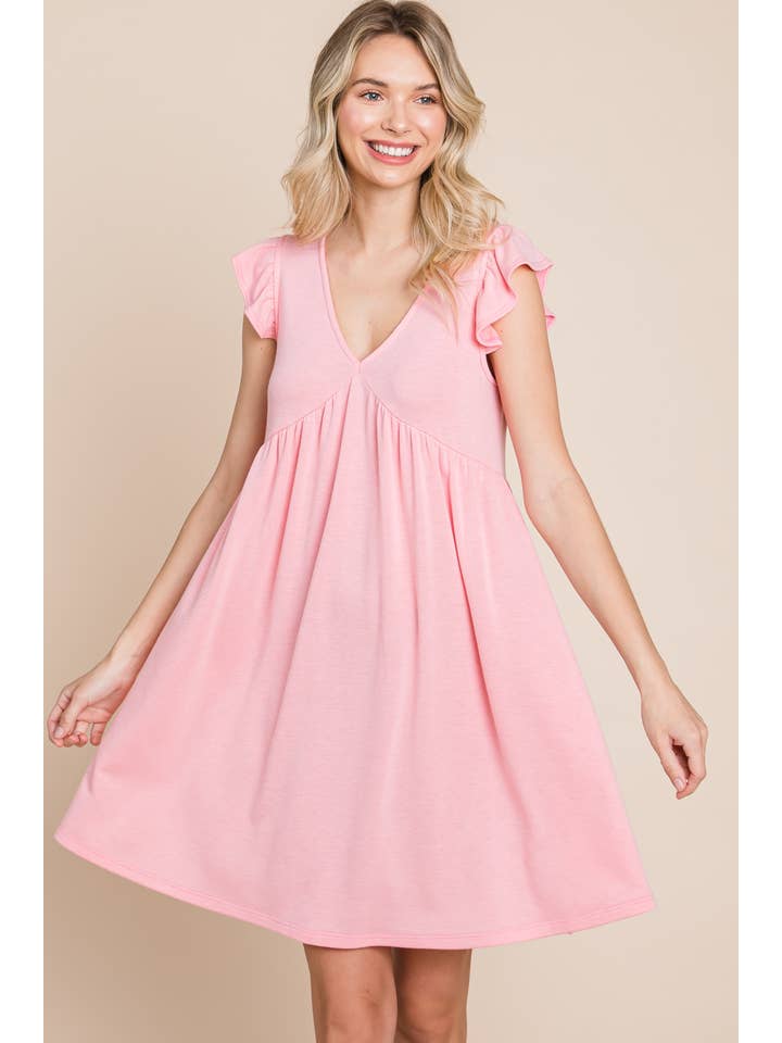 Peach ETK-8516-PL Plus Size French Terry Dress for wholesale on Faire6