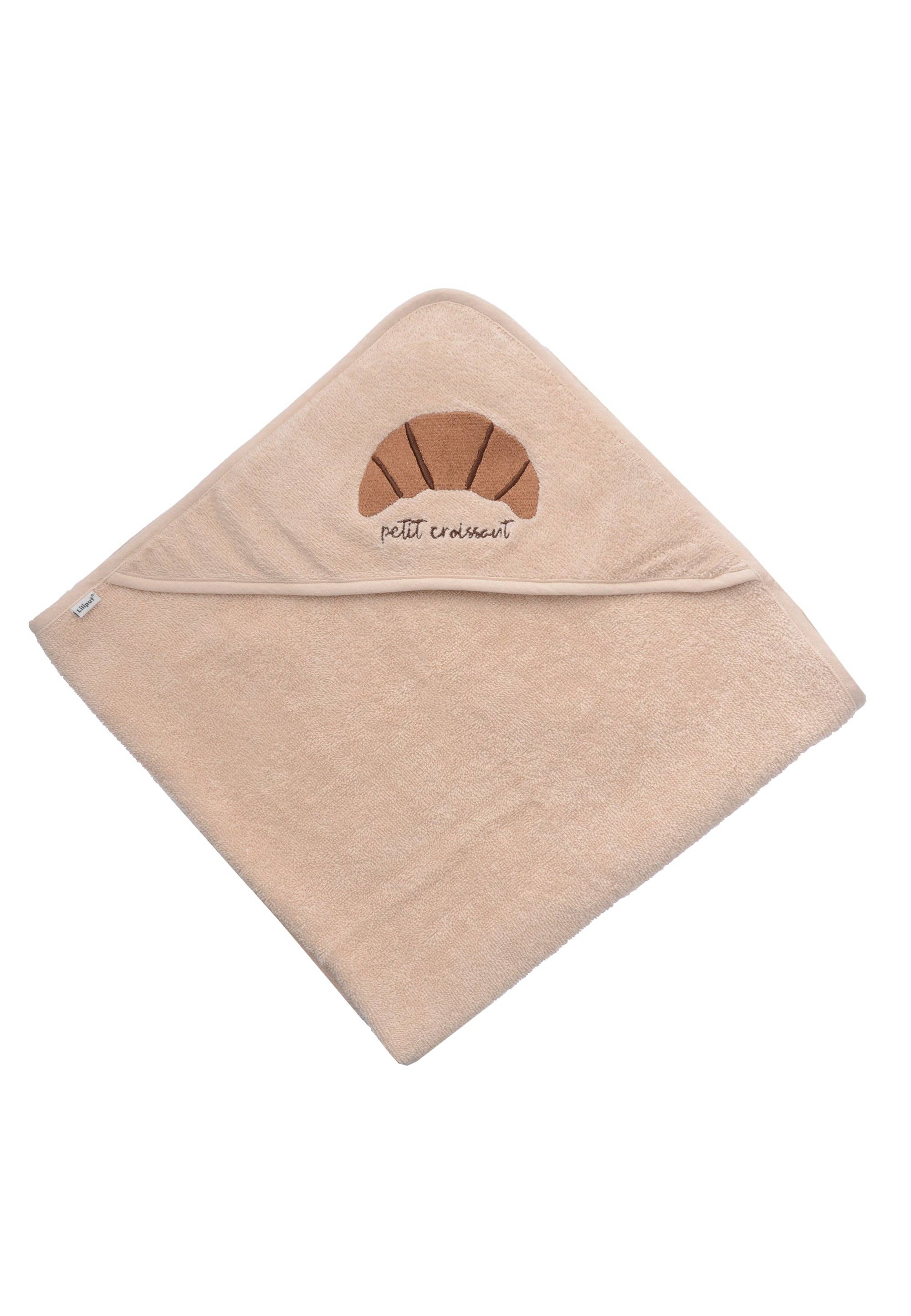 Liliput - Wholesale Hooded Towel - Kids & Baby - Hooded bath towel in beige with croissant embroidery0