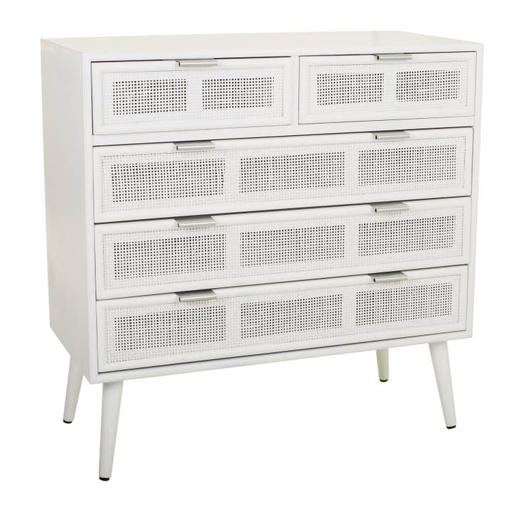 Creaciones Meng - Wholesale Bedroom Furniture - Wooden chest of drawers and rack in white with 8 drawers