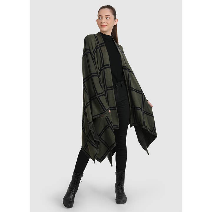 Envoltura de viaje Gaia Eco-Chic de punto jacquard, a cuadros (orgánica) para venta al por mayor de Viverano Organics