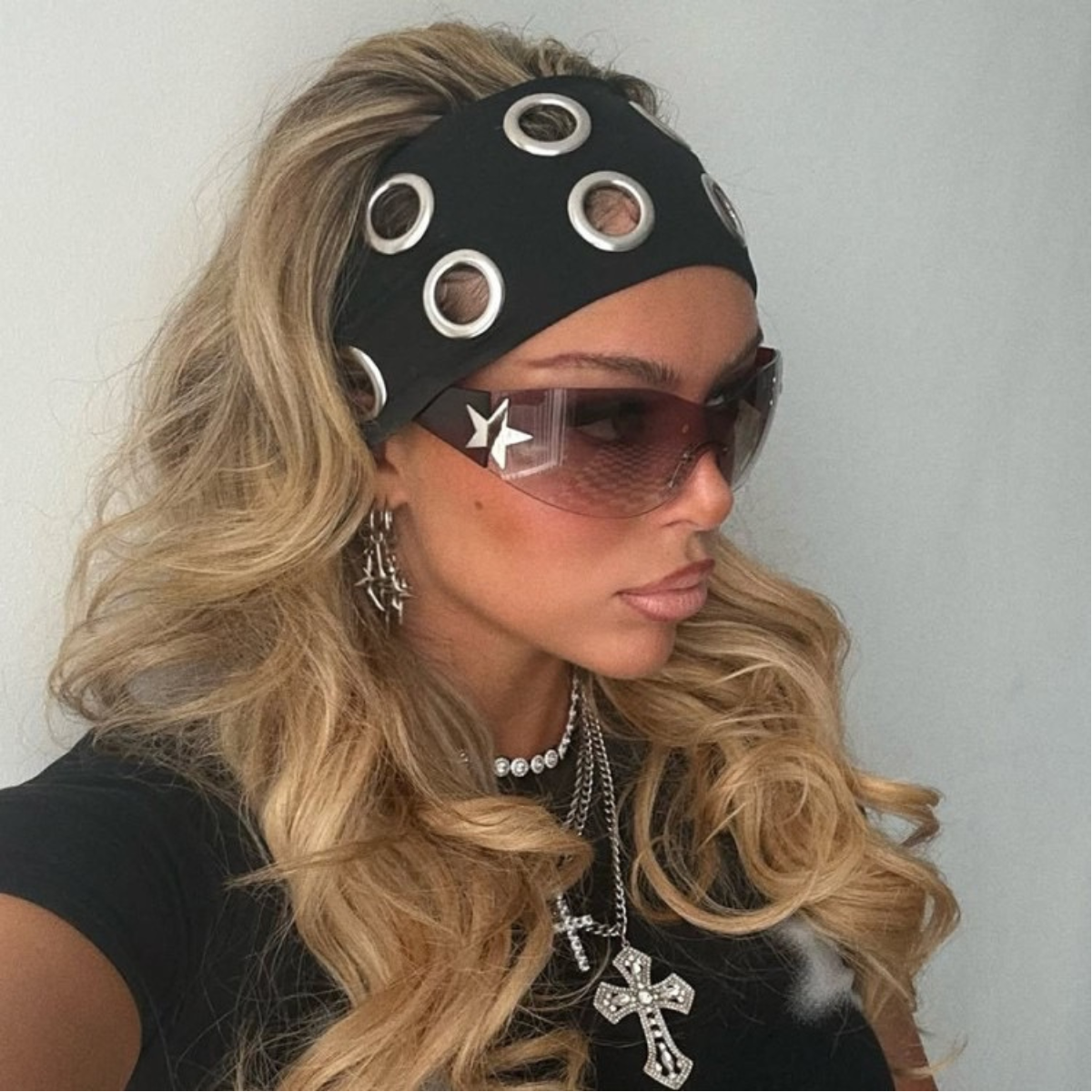 LadyJuneAccessories - Wholesale Fashion Headband - Women's - Ribbed Wide Headband with Metal Grommet Holes Multiple Color9