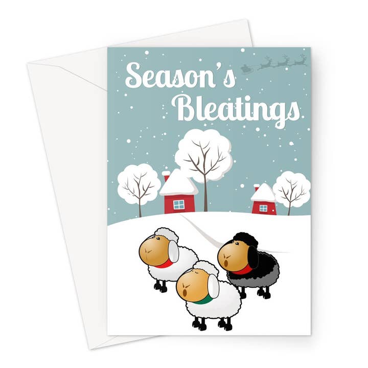 Season's Bleaings Funny Sheep Xmas Christmas Cute Animal voor wholesale door The New Aesthetic