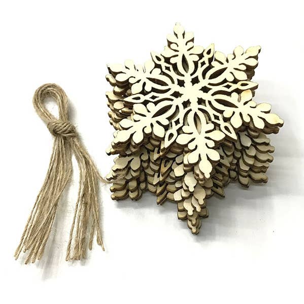 10 stk. juledekoration hule træ-snefnug tilbehør for engroshandel hos Ekartini