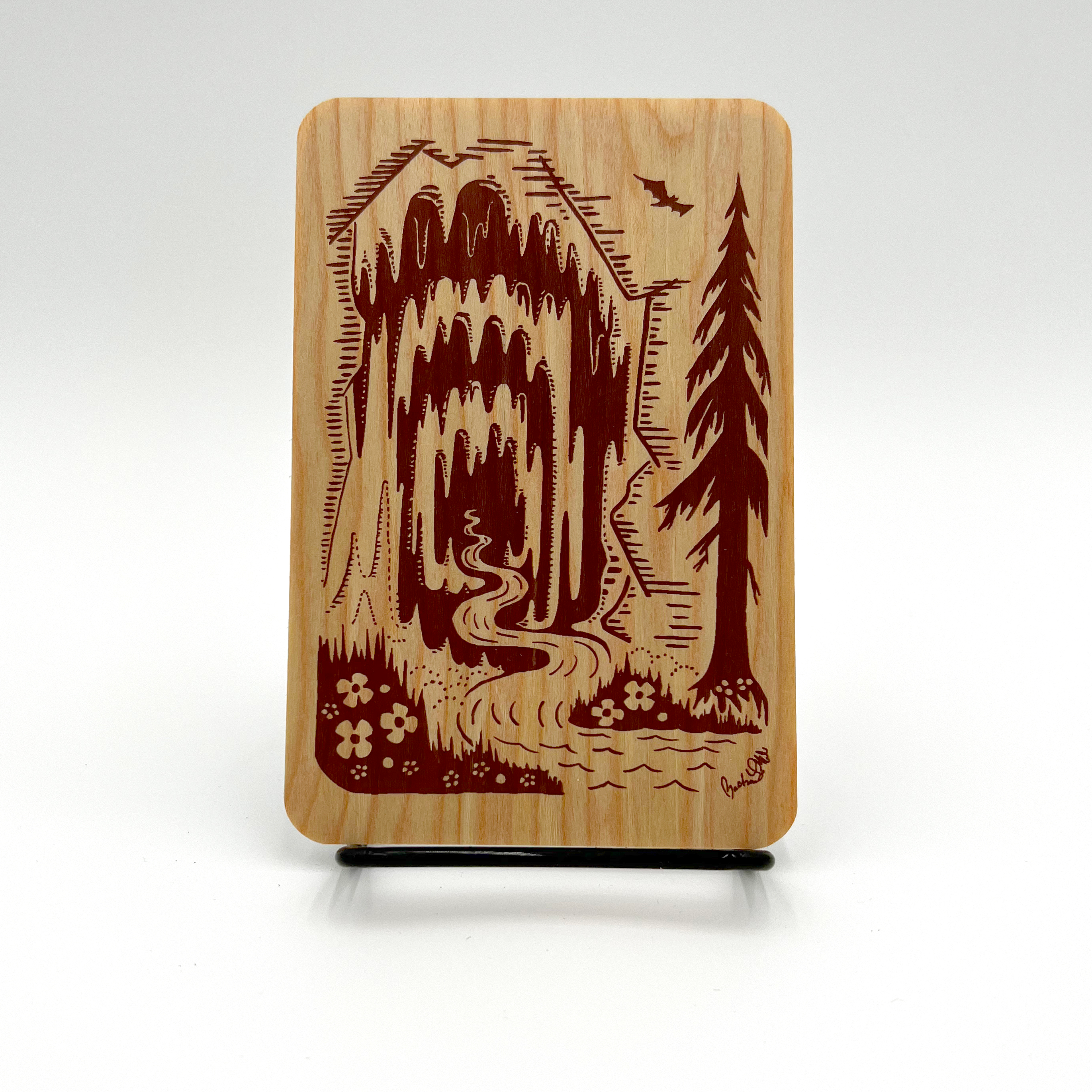 Morning Paper dot Design - Wholesale Postcard - Cave and tree on aspen or red cedar wood postcard2