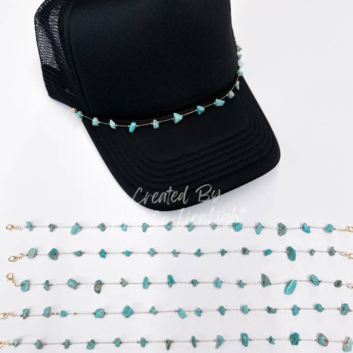 ABLNco - Wholesale Hat Accessory - Women's - Turquoise Blue Stone Trucker hat chains, Chains for hats