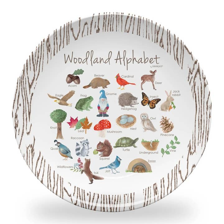 Woodland Alphabet Plastic Plate for wholesale by Dishique