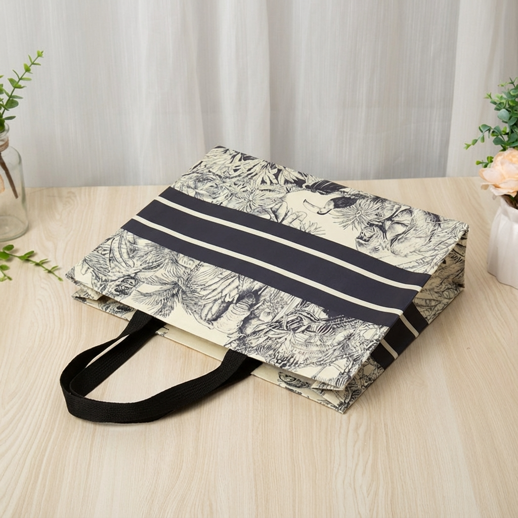 ByHome - Wholesale Gift bag - 50pc, 3 Size Black Stripe Jungle Line Art Non-woven Gift Bag1