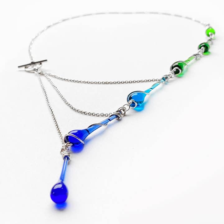Asymmetrisk Ombre glas Borealis halskæde for engroshandel hos Sundrop Jewelry