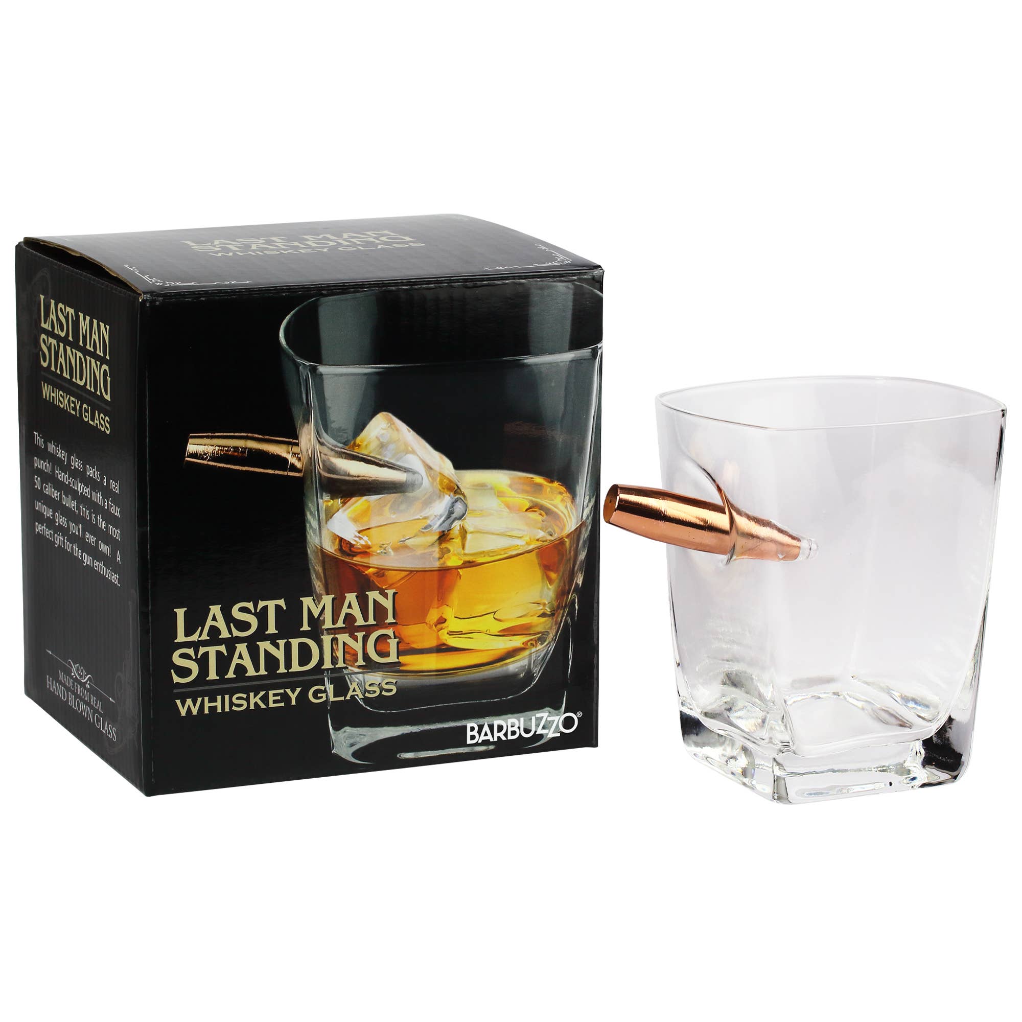 CALIBER GOURMET / CAMPCO - Wholesale Cocktail/Liquor Glass - Last Man Standing Whiskey Glass w/ Bullet6