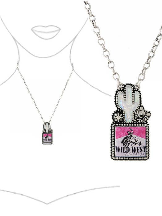 (B142) COLAR COM PINGENTE DE CACTO OCIDENTAL por atacado de Jewelry Max