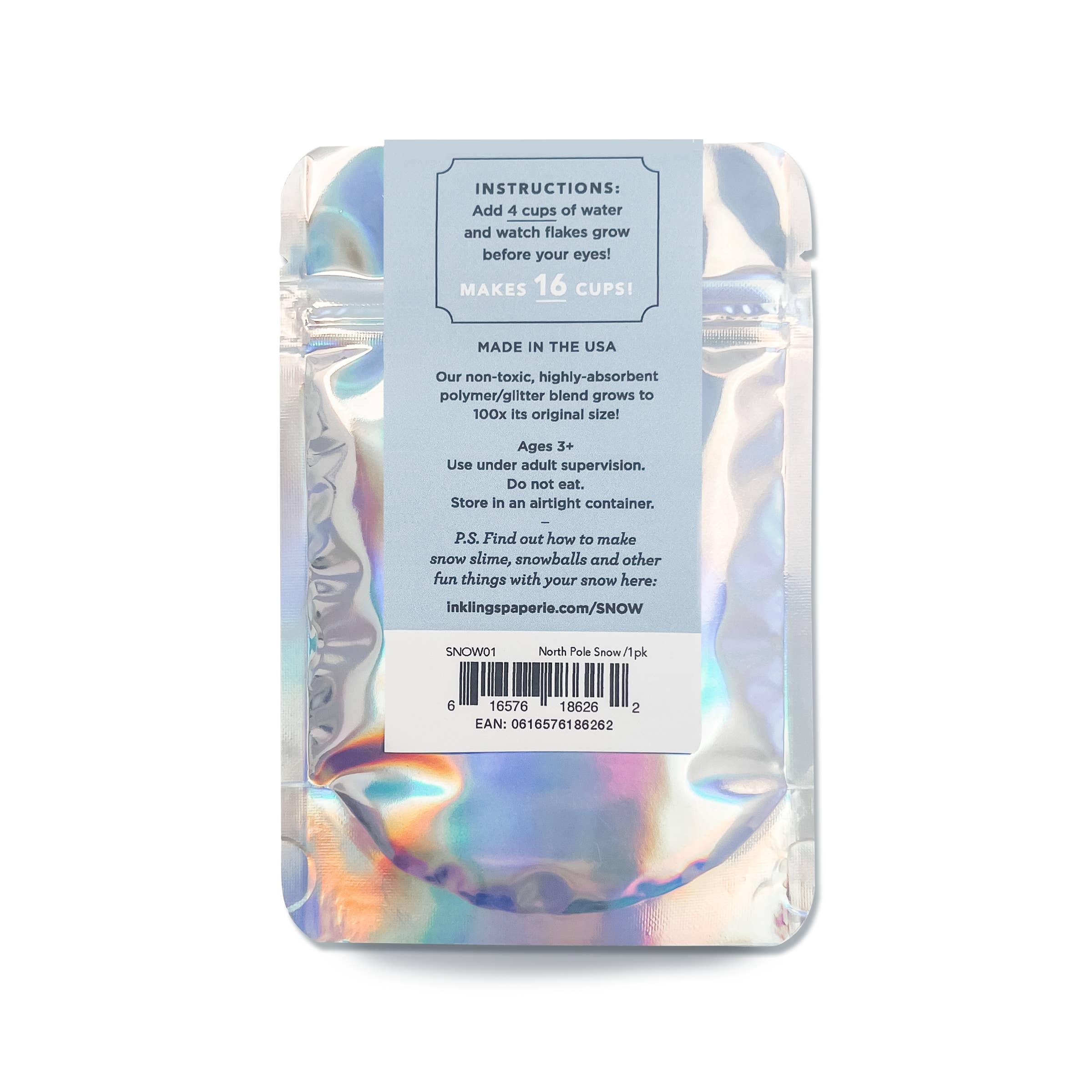 Inklings Paperie – wholesale DIY craft kit – Child – Snow Kit - Magic Snow (Blue) - Holiday Activity4