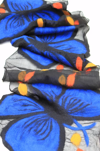 Pomegranate Moon - Wholesale Sjaal - Dames - Sjaal met Morpho-vlinder in koningsblauw2