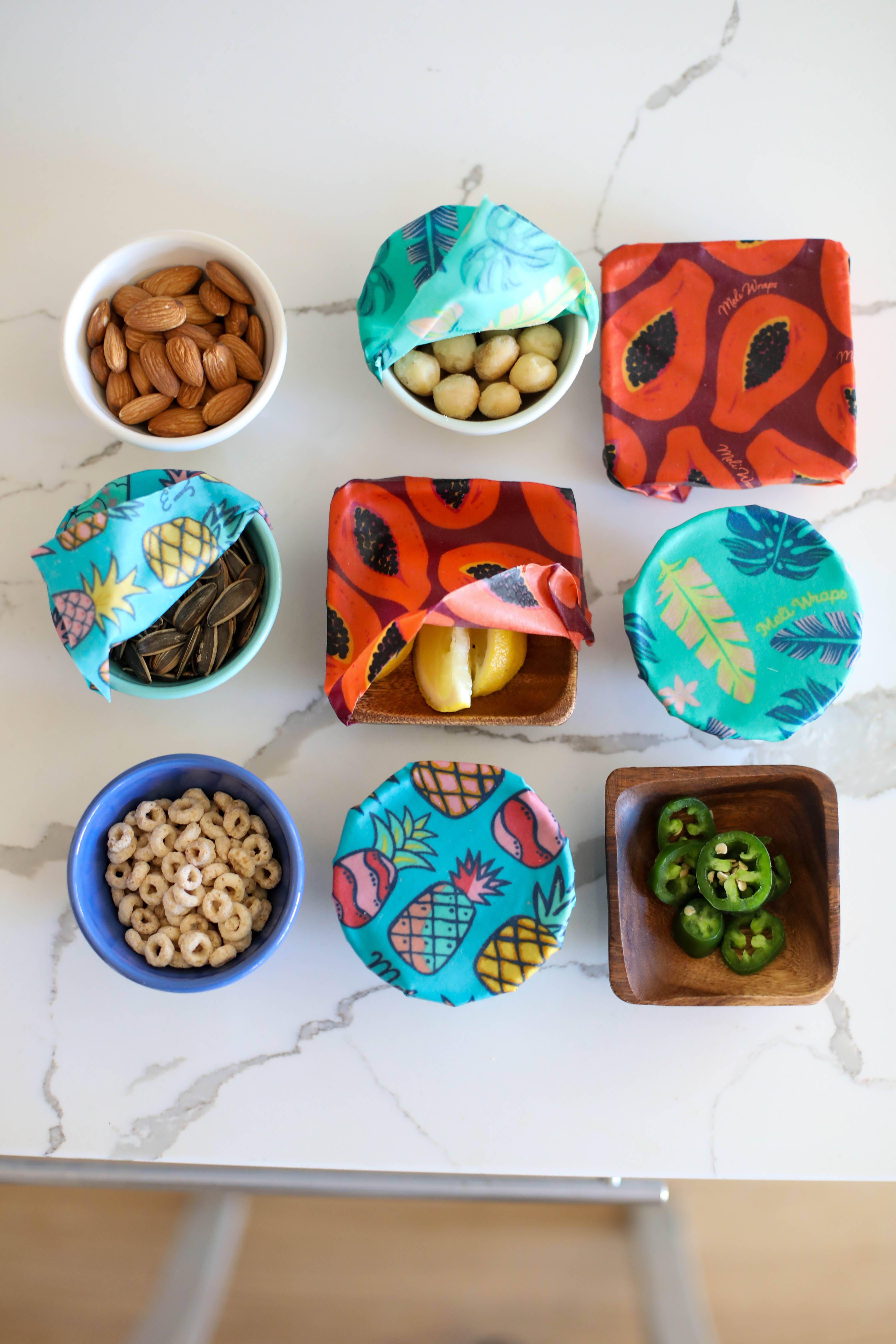 Meli Wraps - Wholesale Food Storage Wrap/Bag - Reusable Beeswax Wrap Bulk Roll Case of 18~Variety of Prints5