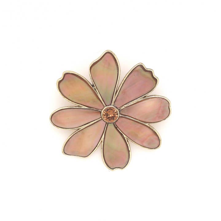 Nature Bijoux - Wholesale Brooch - Botanic Brooch Flower Brown Mother-of-Pearl Petals