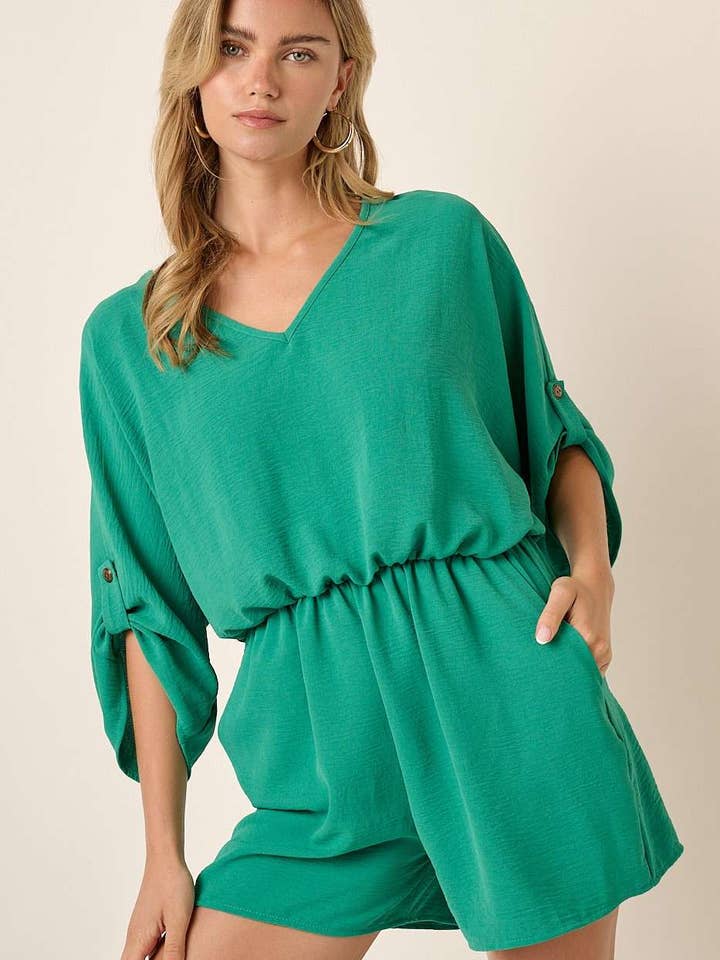 BARBOTEUSE AIRFLOW À ENCOLURE EN V ET MANCHES À LANGUETTES À TAILLE ÉLASTIQUE pour la vente par mittoshop