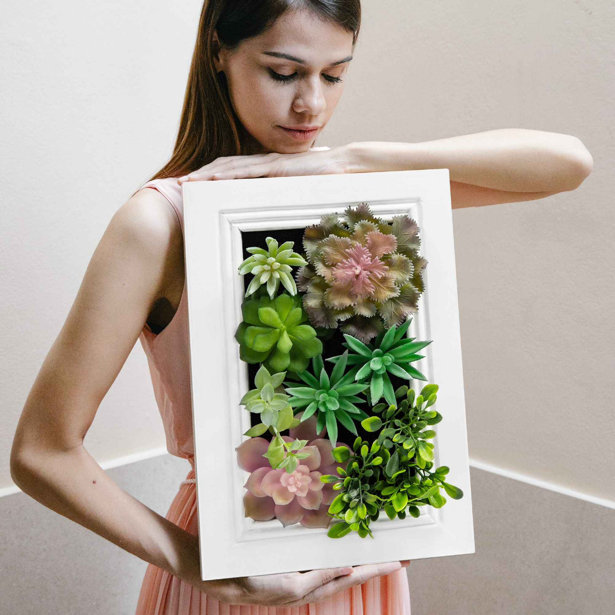 K-Cliffs – wholesale Sculpture – DIY Kit Artificial Succulent Wall Art Wood Frame with Plant3