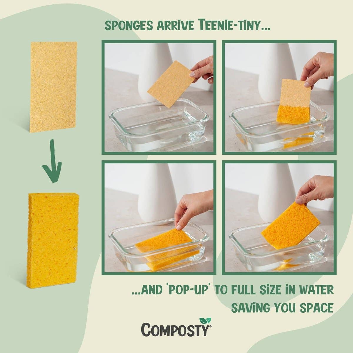 Composty – wholesale Cleaning sponge – Composty® | JUMBO 'Pop-Up' Eco Sponges | 3 Multipack4