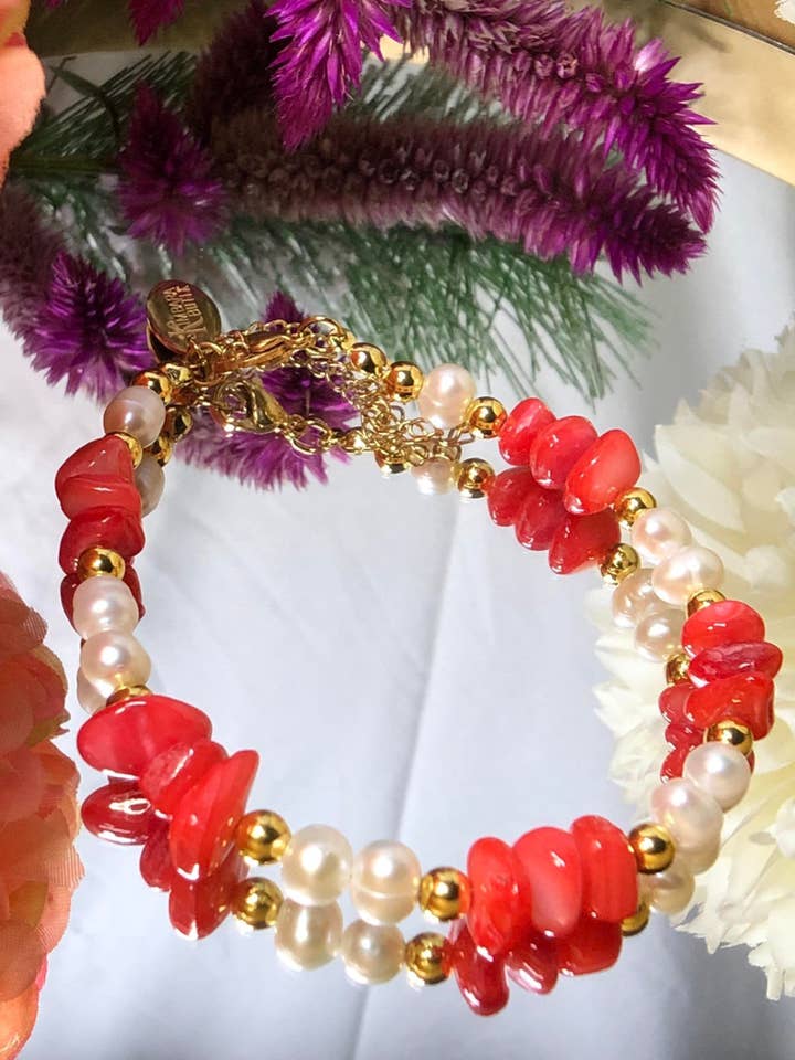 Bracelet Pearl & Coral for wholesale by Kimbara Butik
