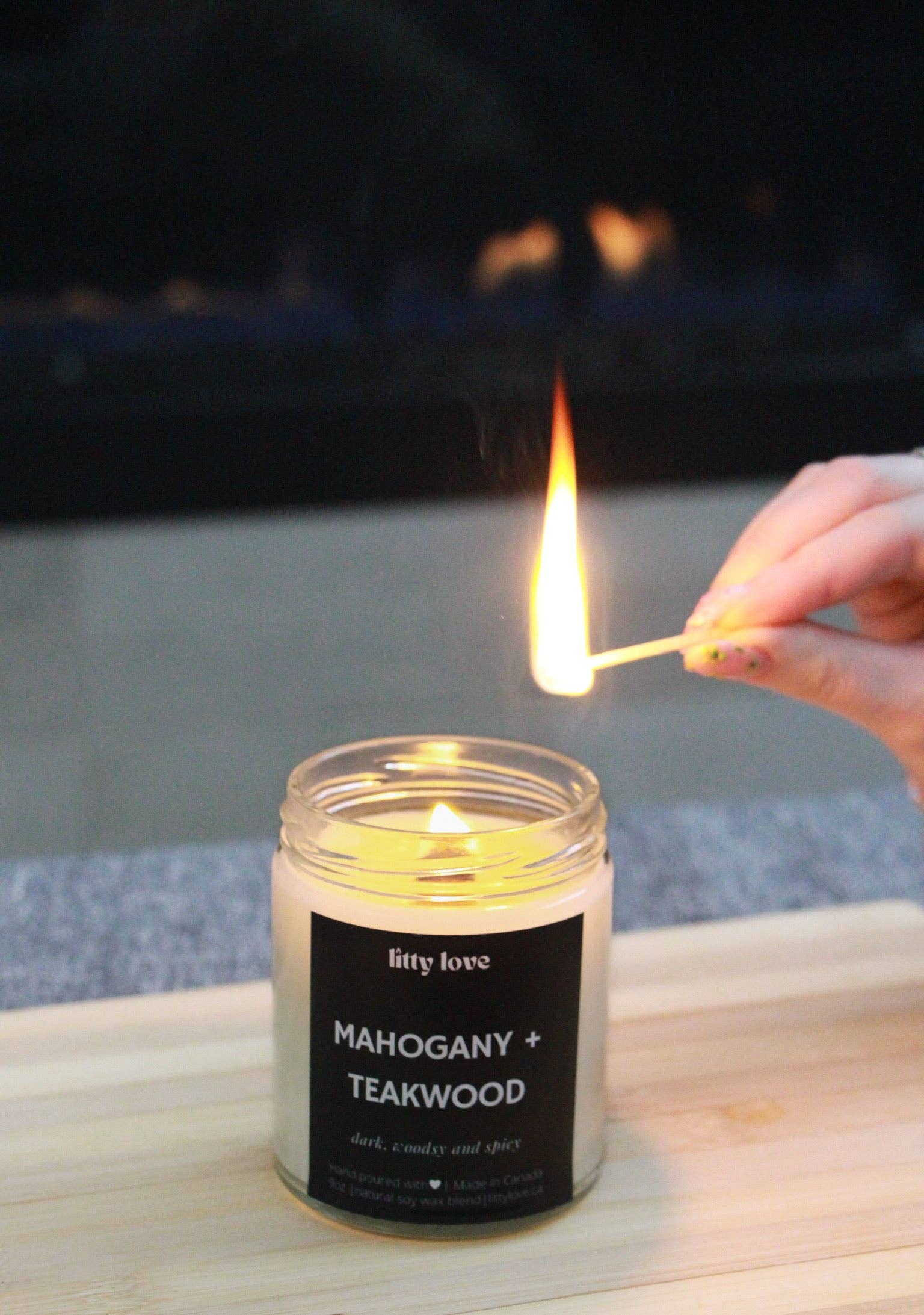 litty love - Wholesale Jar/Filled Candle - mahogany & teakwood  - 9oz candle3