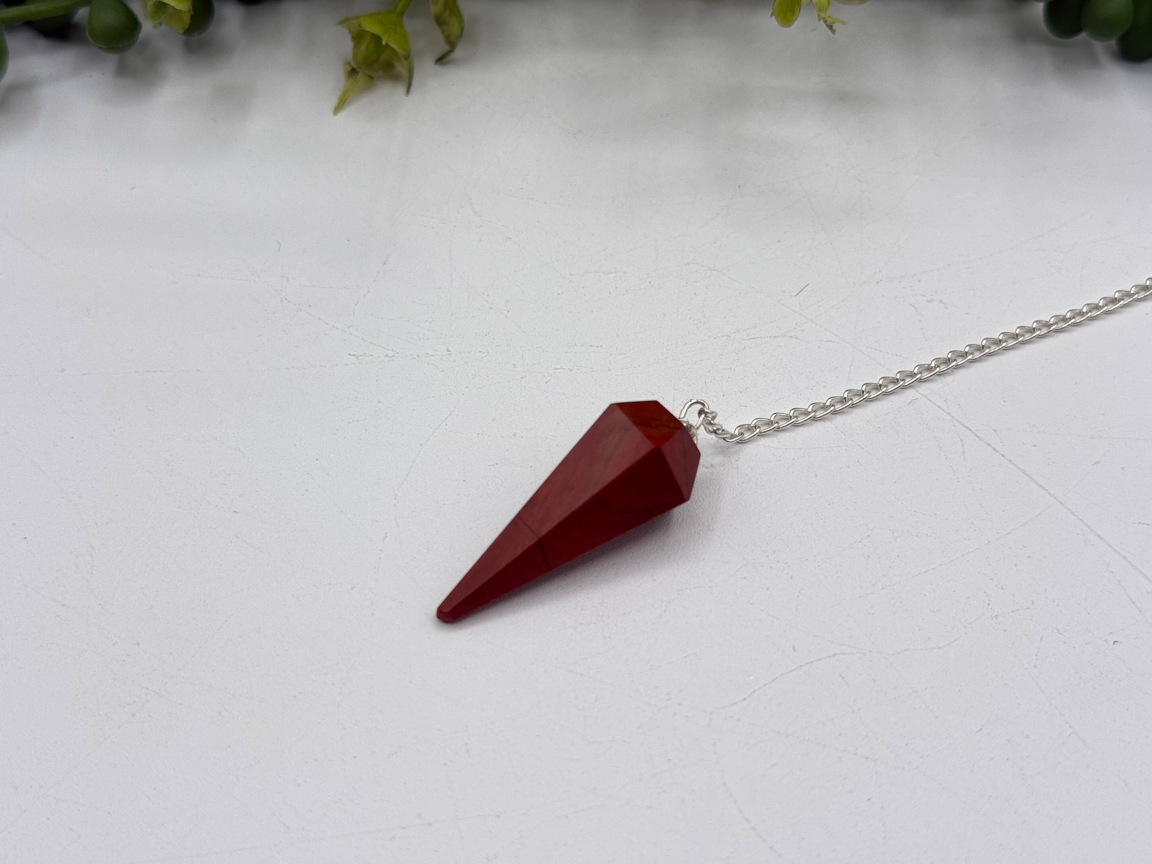 Meraki Gemstones - Wholesale Pendulum Board - Red Jasper Gemstone Pendulum w/Silver Plated Chain 1