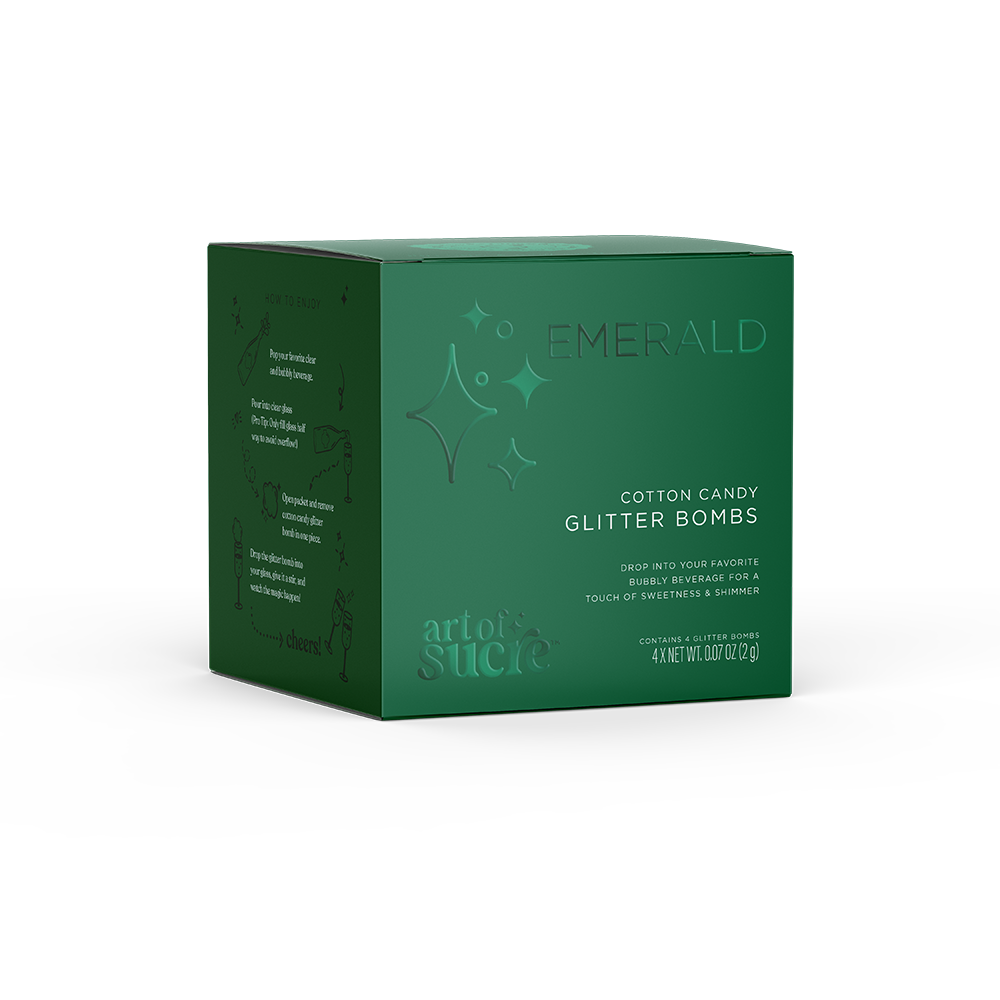 Art of Sucre – Algodão doce por atacado – Bombas de Glitter de Algodão-Doce Sabor Champanhe com Glitter Esmeralda Comestível2