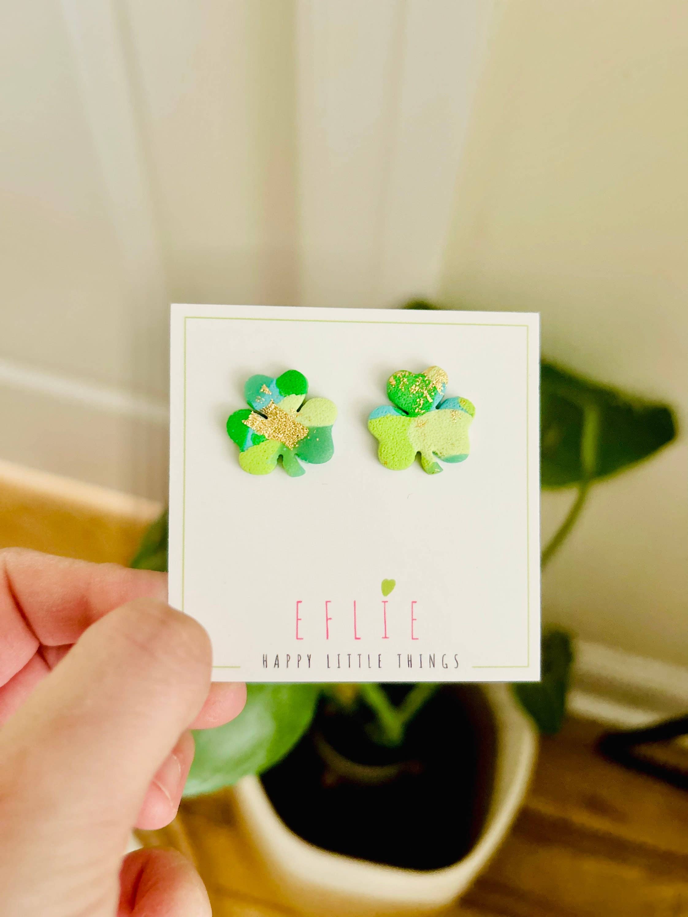 Eflie - Vendita all'ingrosso Orecchini pendenti - Orecchini pendenti a forma di trifoglio in oro verde di San Patrizio2