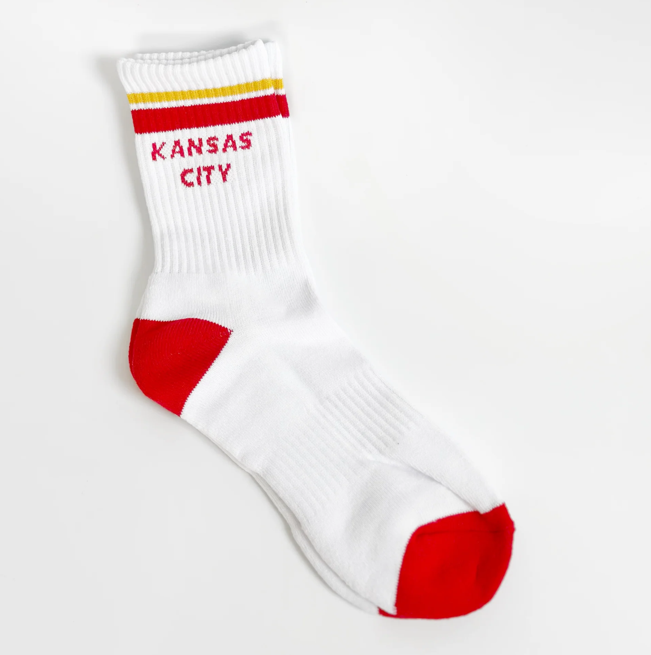 Carly Rae Studio - Wholesale Socks - Unisex - Kansas City Crew Socks - White w/ Red & Yellow1