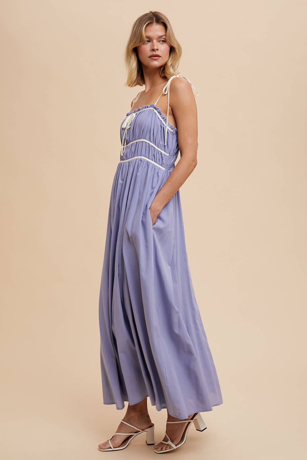 In Loom - Wholesale Dress - Women's - COTTON BLEND CONTRAST TRIM MAXI DRESS1