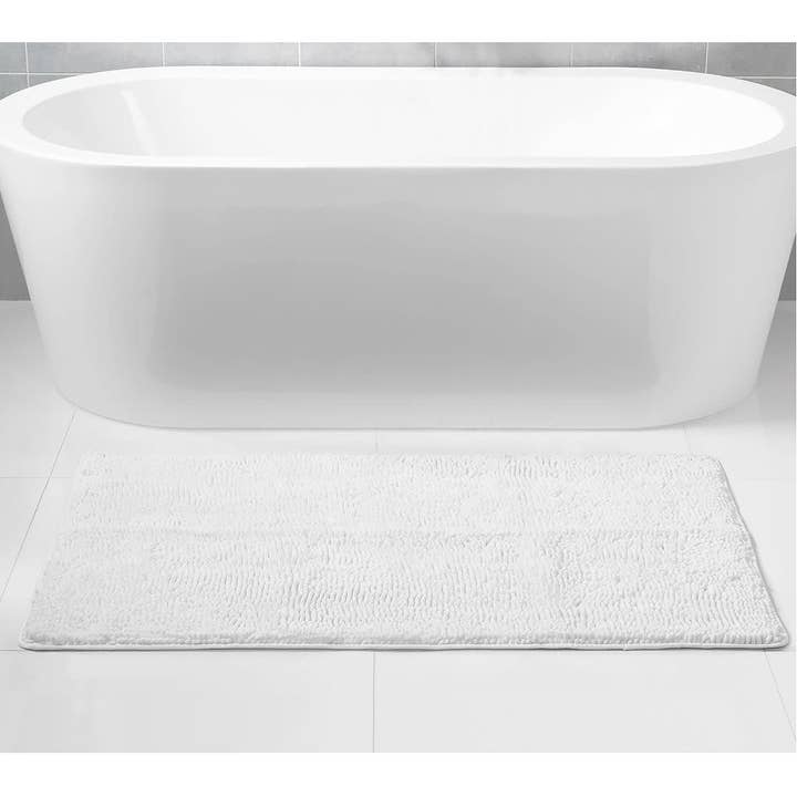 home mart goods - Wholesale Bath Mat - White Soft Cozy Chenille Bath Mat Absorbent Bathroom Rug1