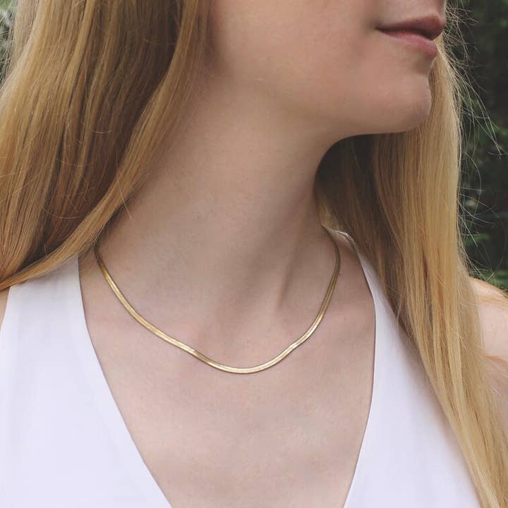 Herringbone Snake Chain Layering Necklace for wholesale by Vintage Acorn