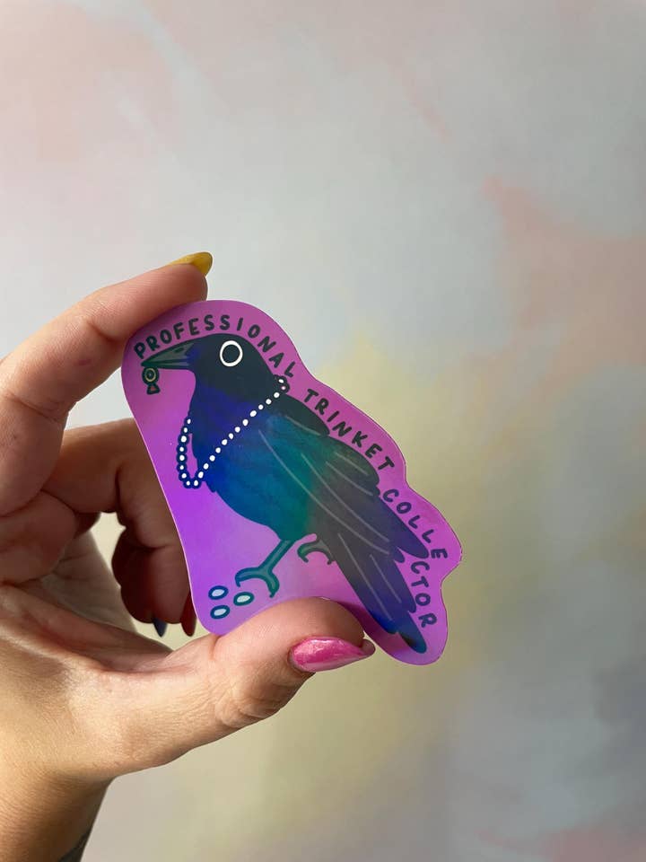 Raven Crow Collector Vinyl Holographic Sticker for wholesale by Steele Creative Co