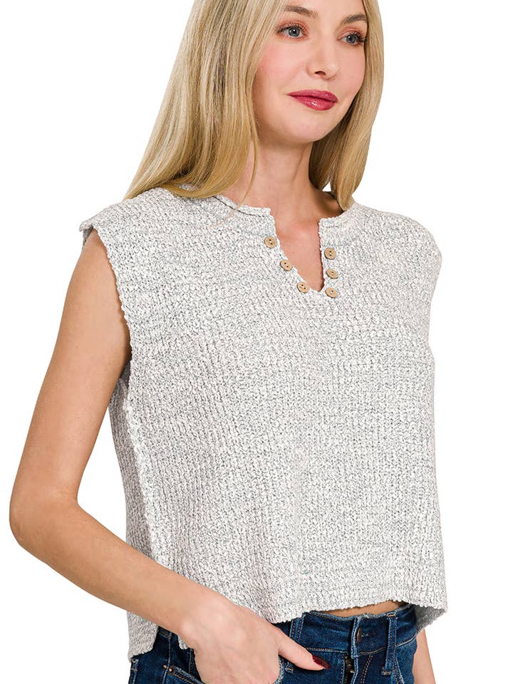 Chaleco de Punto con Cuello Dividido .SI-27480 para venta al por mayor de 42POPS