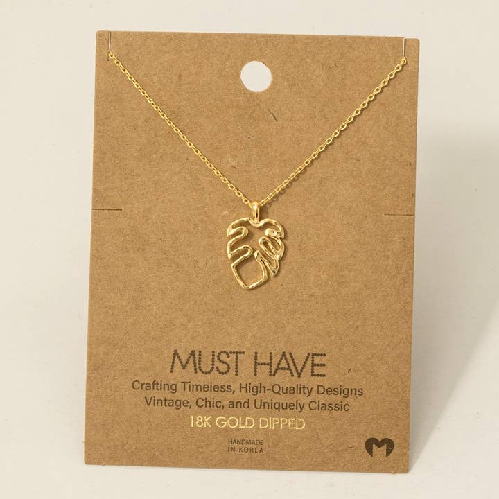 Fame Accessories - Wholesale Halskettinghanger - Monstera Cutout hanger ketting1