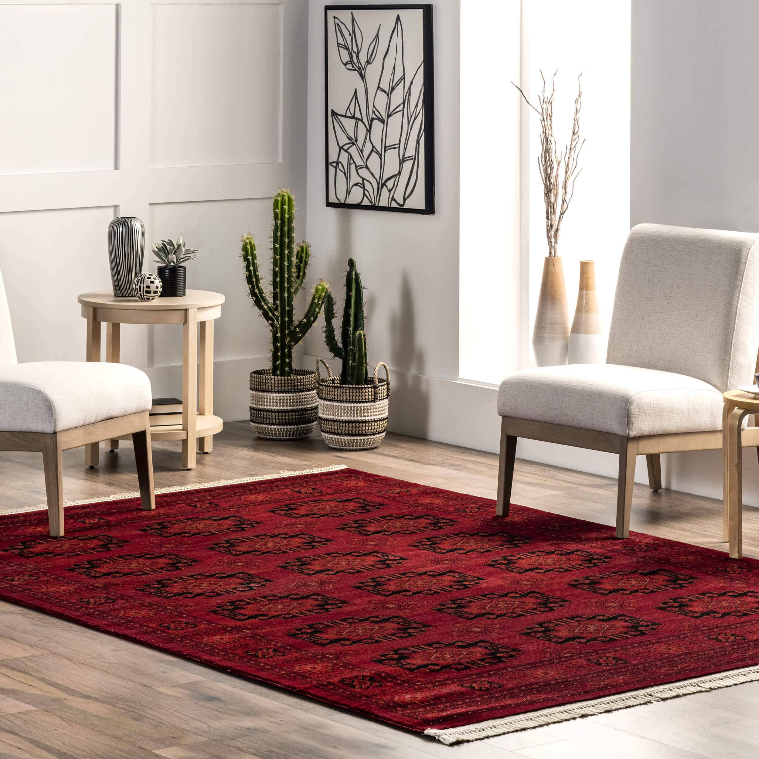 Red Diandra Traditional Persian Motif Fringe Area Rug for wholesale on Faire0