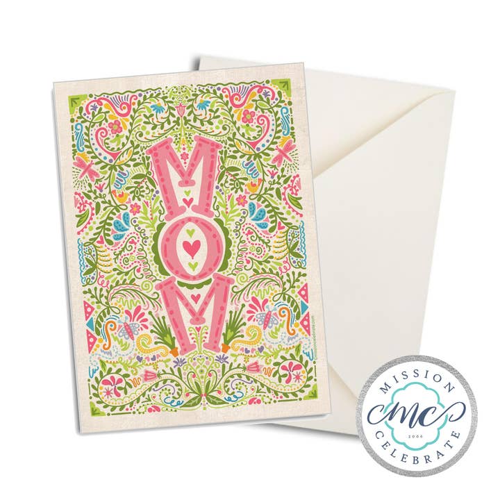 Happy Mother's Day MOM Hand Drawn Art Greeting Cards (A7 Size 5"x7" folded note note card with envelope) for wholesale by Mission Celebrate