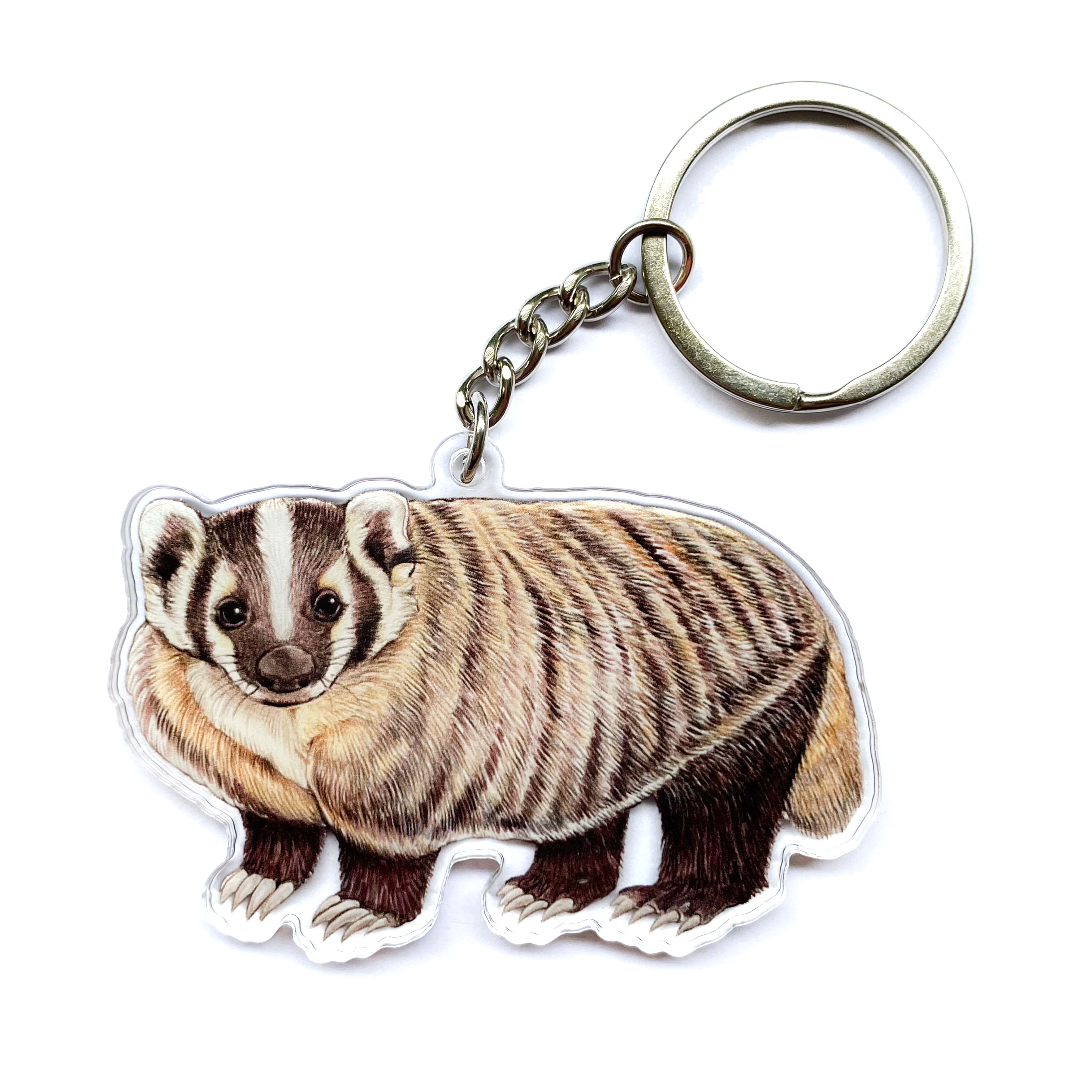 Allison Stoiser Art - Wholesale Keychain - Unisex - American Badger Double-Sided Acrylic Keychain0