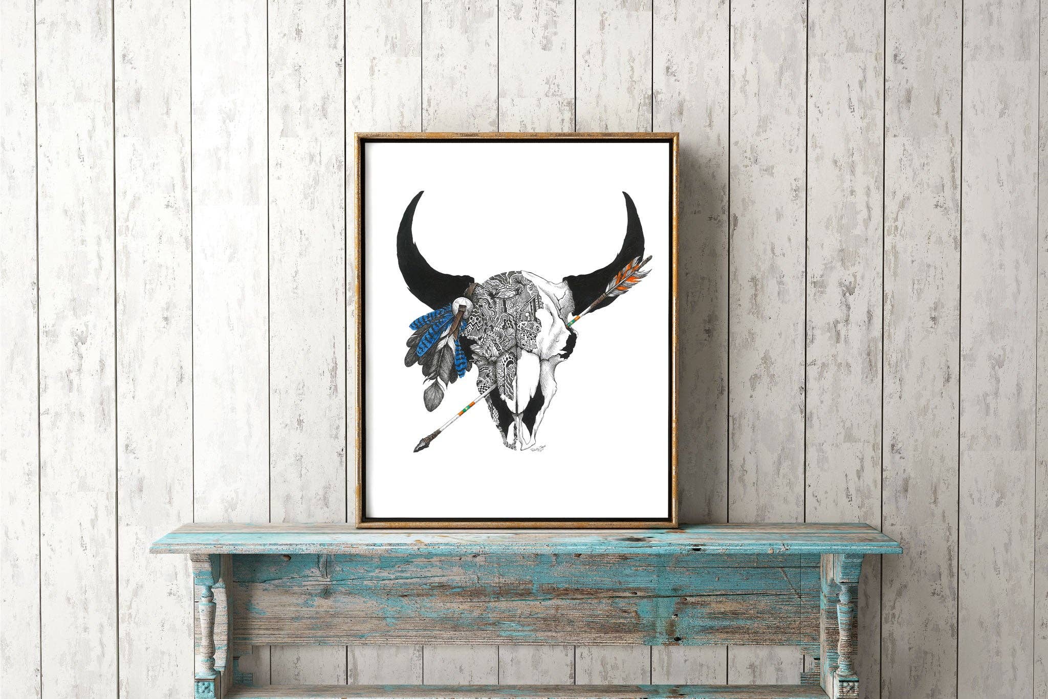 FJ Creations - Wholesale Art Print - Courage (Bison Skull) - Fine Art Print2