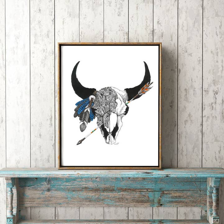 FJ Creations - Wholesale Art Print - Courage (Bison Skull) - Fine Art Print2