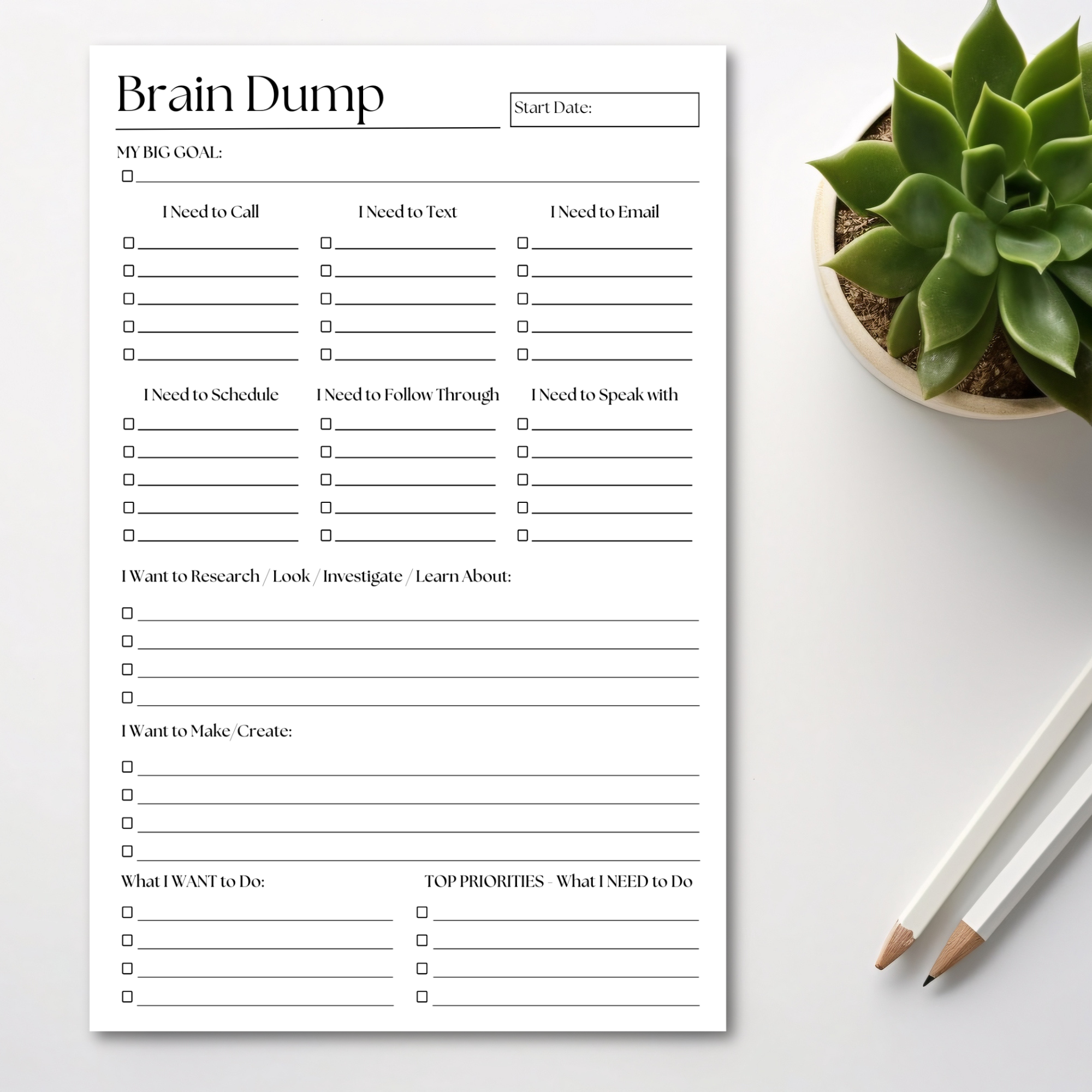 Eleventh and Taylor – Bloco de notas por atacado – Bloco de Notas Brain Dump: Planeador Diário de 50 Páginas para TDAH5