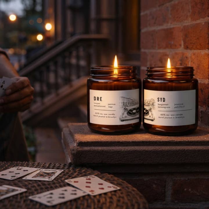LIMITED EDITION: Syd & Dre Candle Duo for wholesale by Flatbush Granola Company