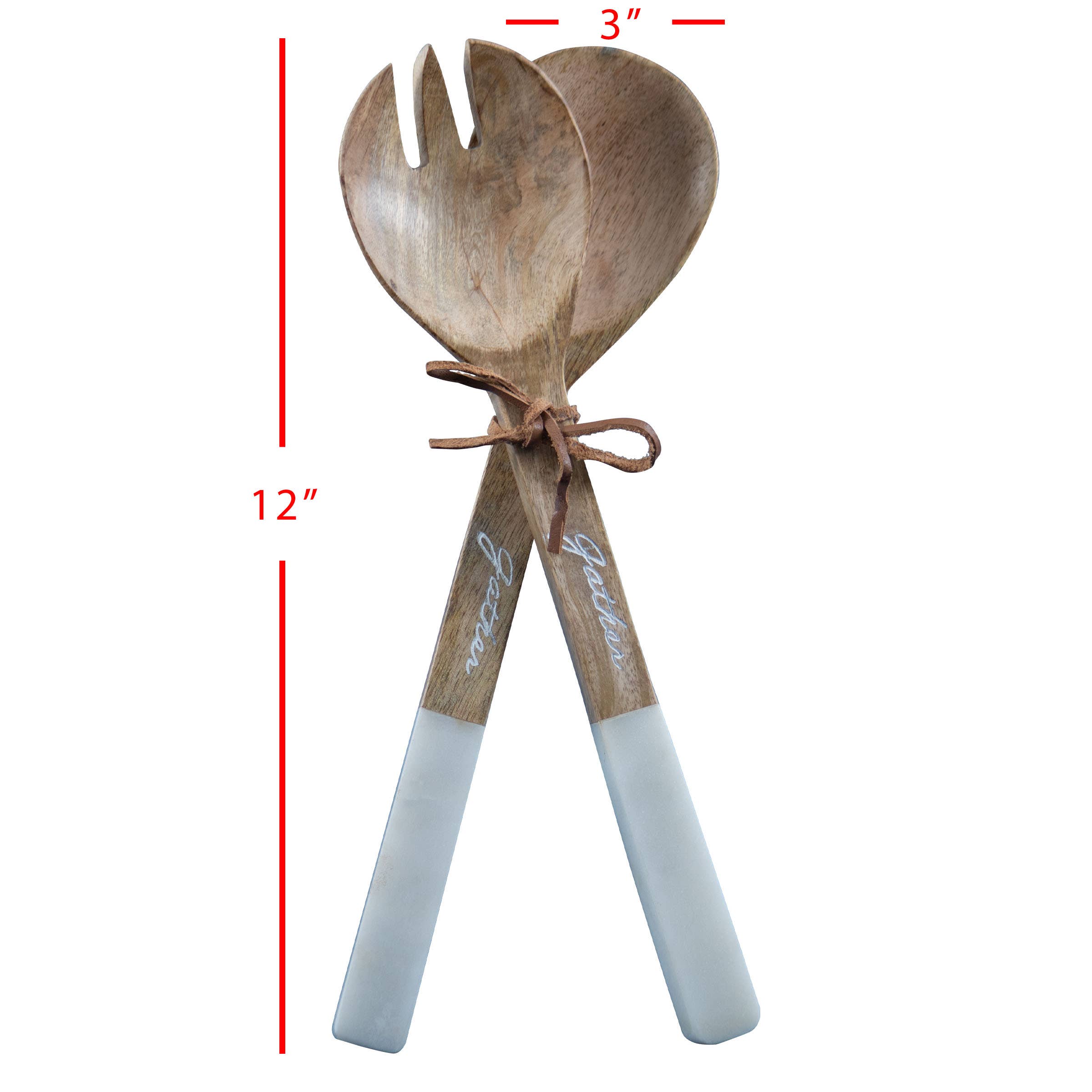 Foreside Home & Garden - Wholesale Serving Utensil - Set 2 Wood Serving Utensils with "Gather" on Handles5